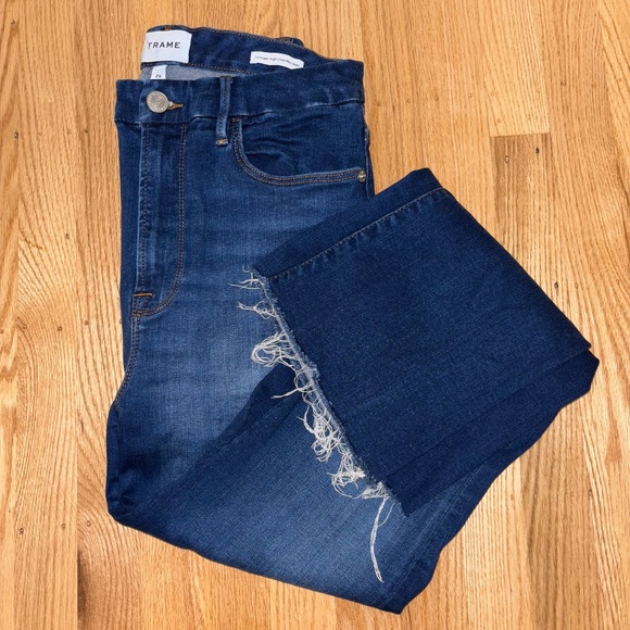 FRAME  Le Super High Waist Raw Hem Crop Mini Bootcut Jeans - Picture 3 of 7